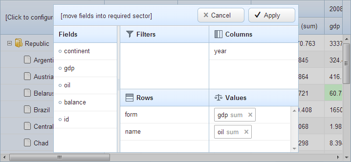 webix pivot table