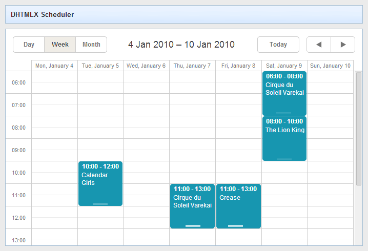 webix integration with scheduler