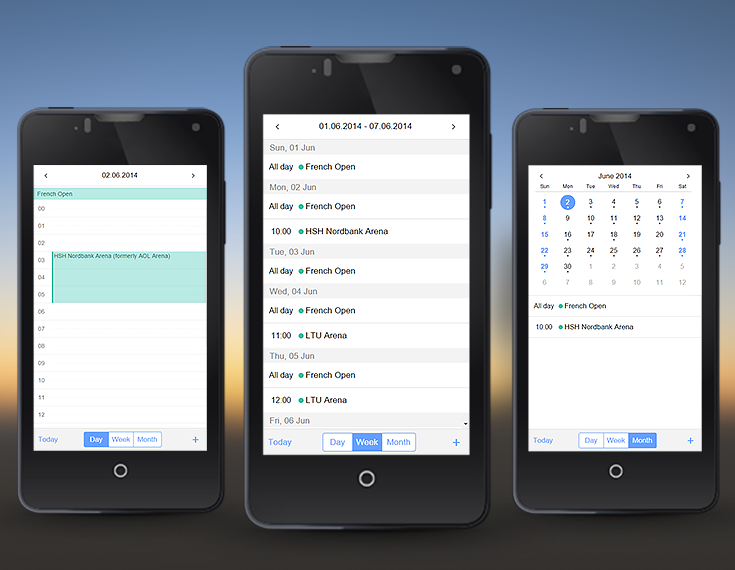 Webix Mobile Scheduler- basic views