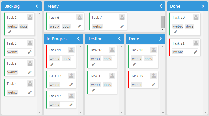 webix kanban board