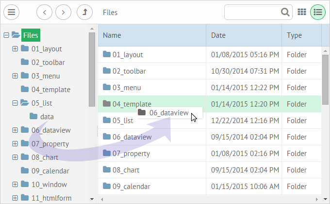 Drag and Drop within Webix File Manager