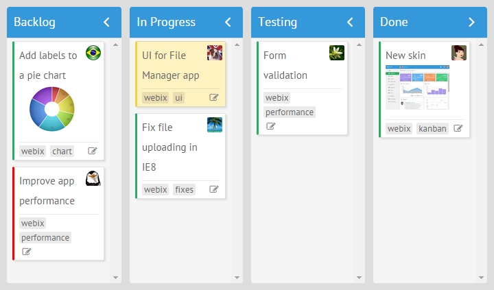 webix kanban board