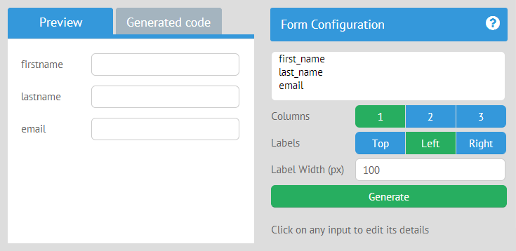 Webix Form Builder for generating web forms