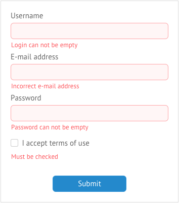 Validation Message in Webix Form