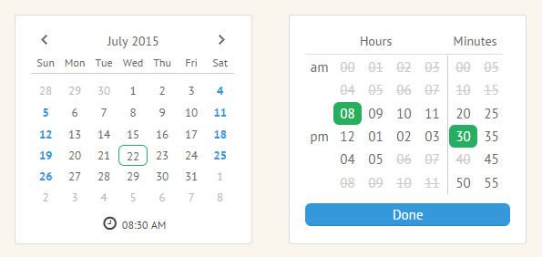 Disables time periods for Calendar widget