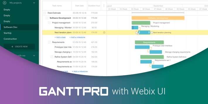 Webix and Gantt show case