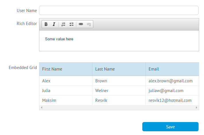 FormInput Javascript UI control