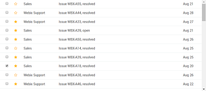 gmail interface data list with Webix