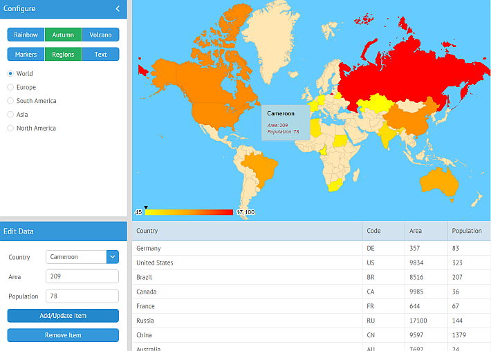 Webix with geochart interactive map cameroon added
