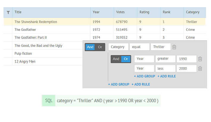 Webix Query Builder updated