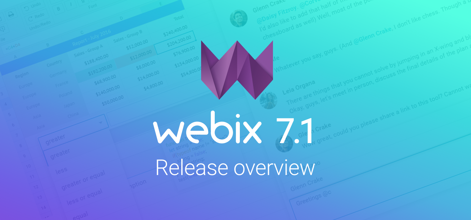Webix 7.1: Highlighting in Text Editors, Widget for Filtering, and Scroll and DnD Updates for Touch Devices
