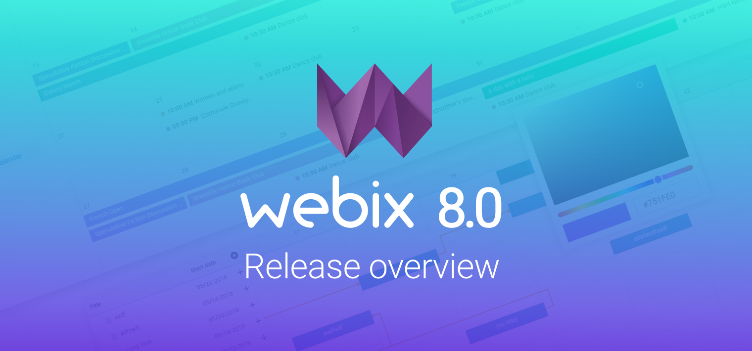 Webix 8.0: Scheduler и Gantt, Новые Контролы в Webix Core