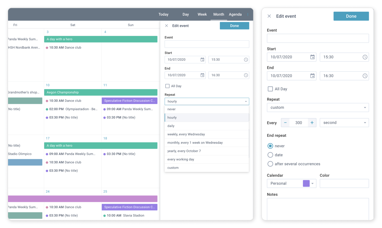 hourly, minutely and secondly recurrences in Scheduler