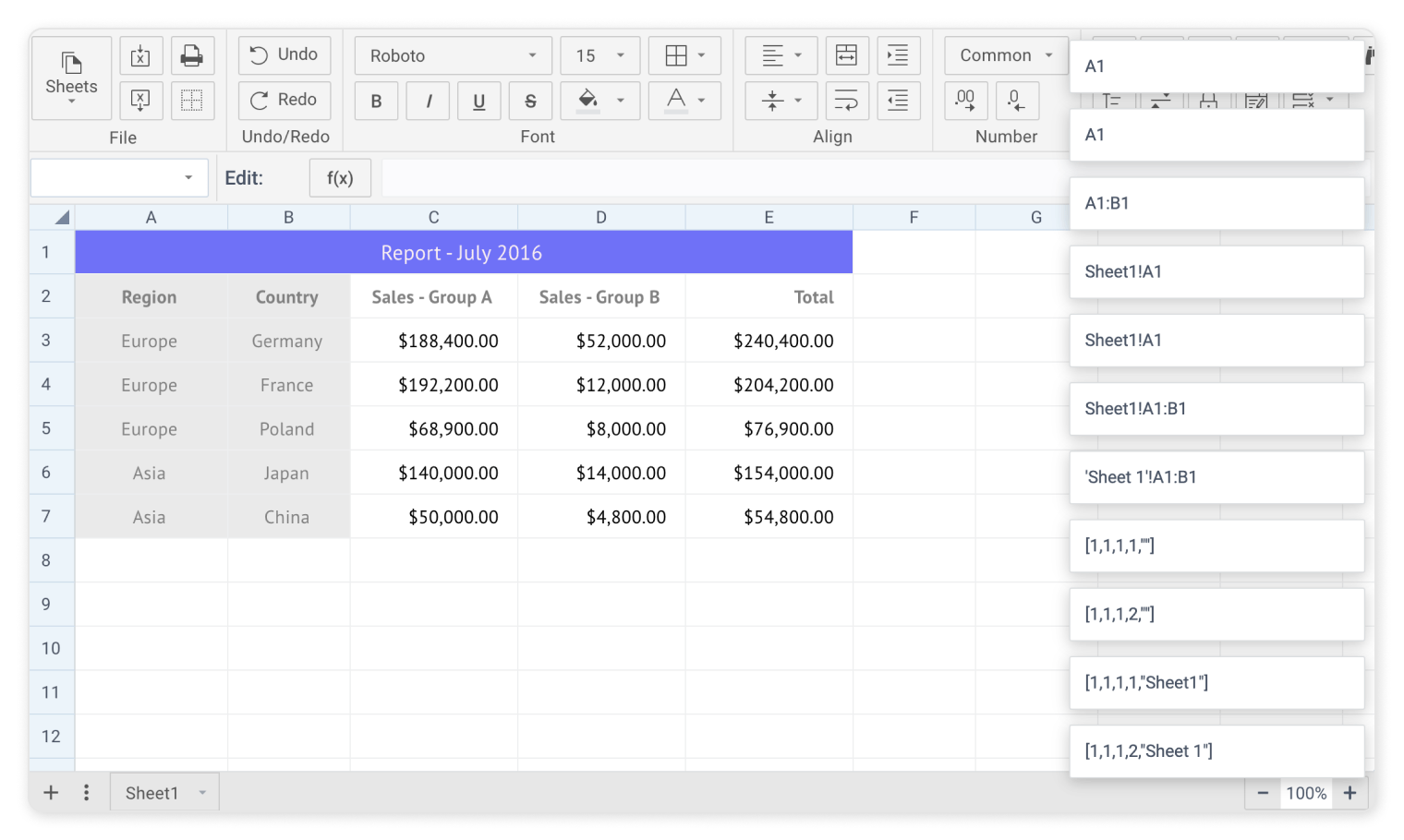 Getting a cell reference from a cell id in a table in Webix SpreadSheet