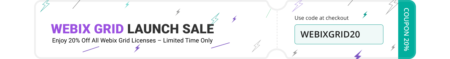 Webix Grid Launch Offer 20% OFF