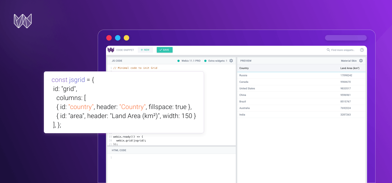 How to Create DataGrid in JavaScript - 5 minutes Guide