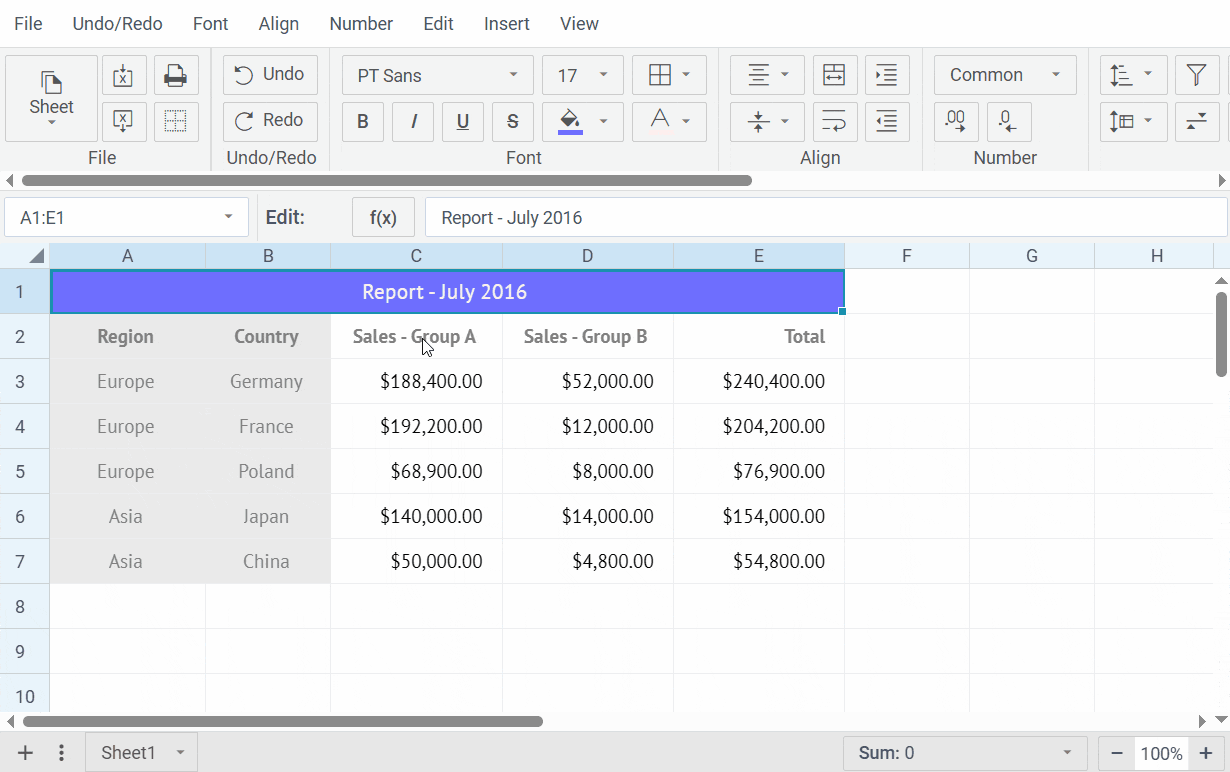 Custom sorting in SpreadSheet