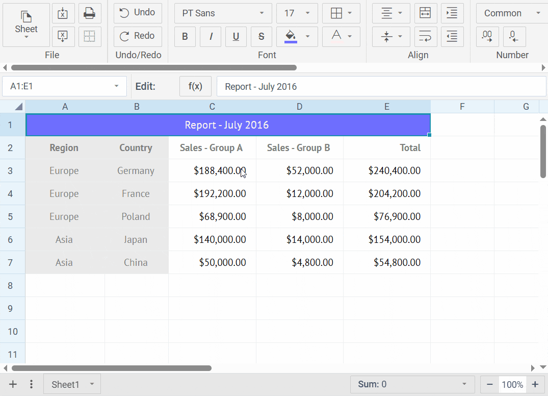 Multiselect in SpreadSheet